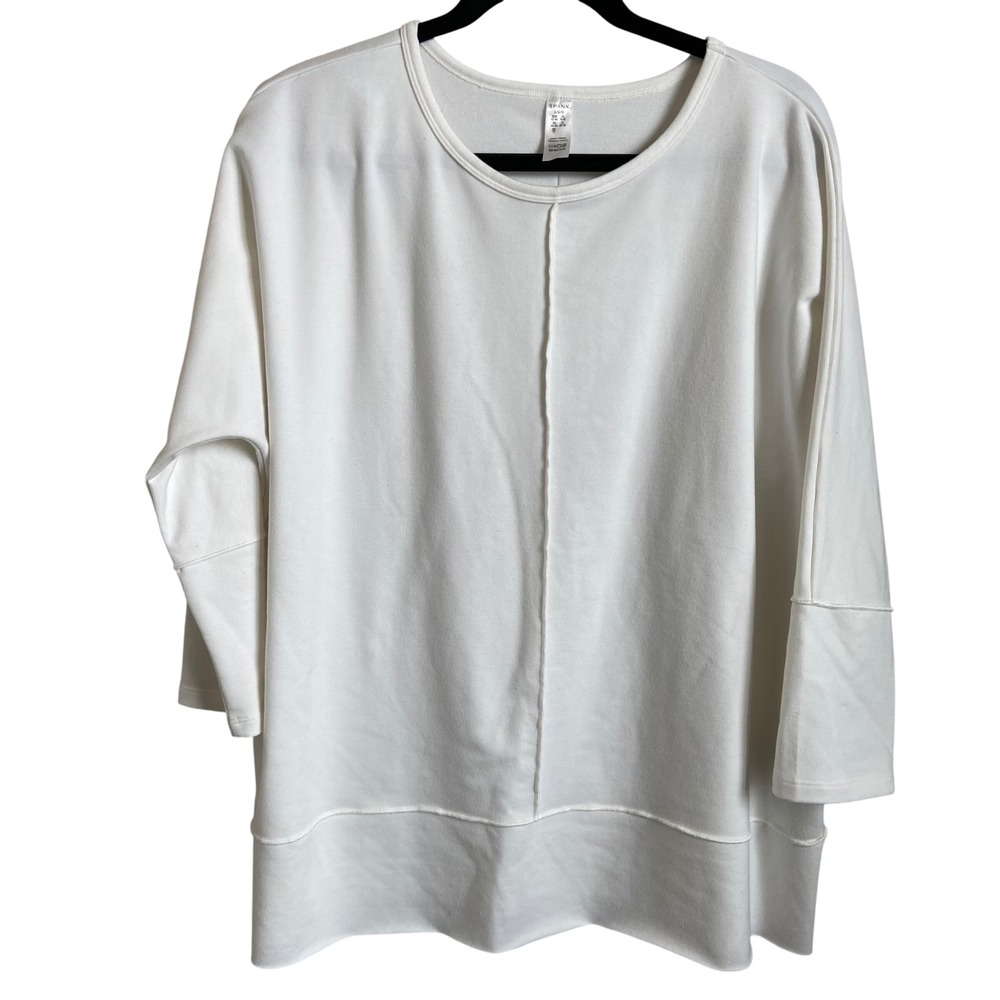 Spanx Perfect Length Crew Neck Top Bright White Large L